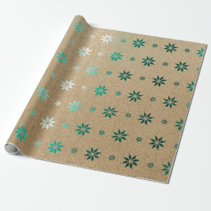 Papel De Presente Natal Ano Novo Stars Snow Emerald