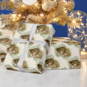 Papel De Presente Natal Antigo, Anjos Vitorianos nas Nuvens