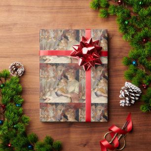 Papel De Presente Natal Antigo, Mãe Lendo História da Hora de Dormir