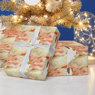 Papel De Presente Natal Antigo, Papai Noel Alegre com um Segredo
