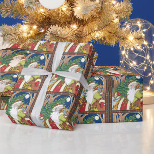 Papel De Presente Natal Antigo, Papai Noel Veado na Floresta