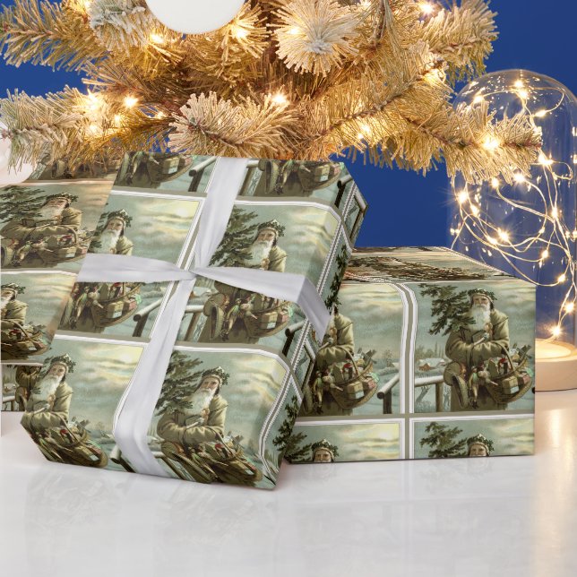 Papel De Presente Natal Antigo, Papai Noel Vitoriano com Brinquedos (Feriados)