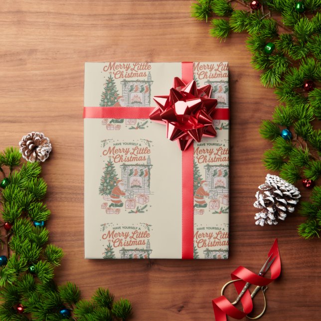 Papel De Presente Natal Antigo Retro Papai Noel Presentes Feriado (Presente de Natal)