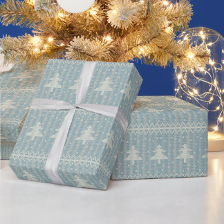 Papel De Presente Natal Árvore de Natal Suéter Feio Azul Férias de I