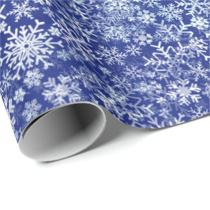 Papel De Presente Natal azul cinco - tempestade de neve