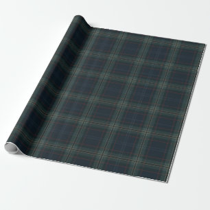 Papel De Presente Natal azul e Xadrez verde do Marinho Elegante