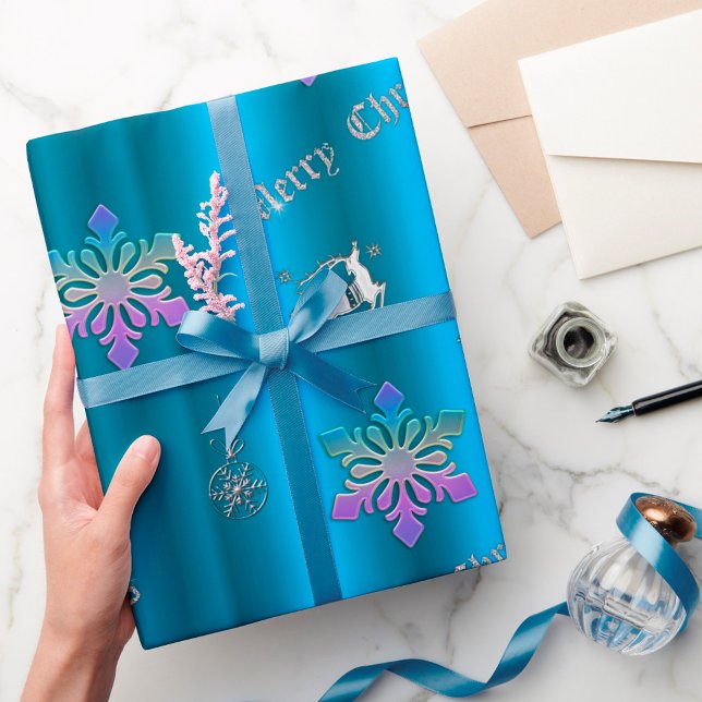 Papel De Presente Natal Azul Luxurioso (Criador carregado)