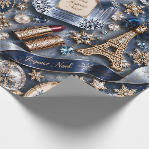 Papel De Presente Natal Azul Marinho Parisiense