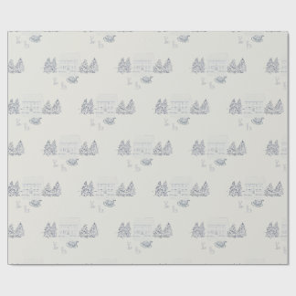 Papel De Presente Natal Azul Nostálgico