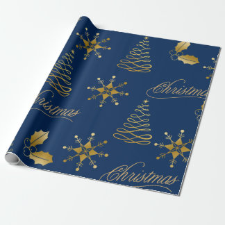 Papel De Presente Natal azul ouro