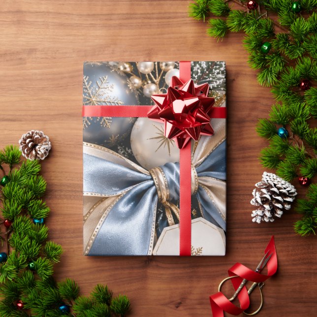 Papel De Presente Natal Azul Paz Alegria (Presente de Natal)