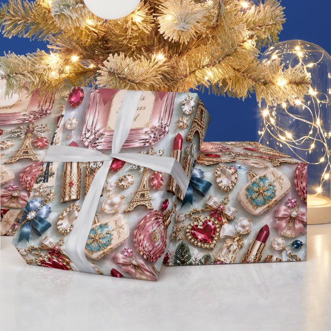 Papel De Presente Natal Azul Rubor Parisiense (Feriados)