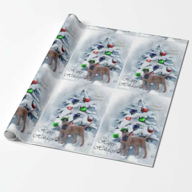 Papel De Presente Natal belga Malinois (Desenrolado)