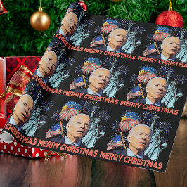 Papel De Presente Natal Biden Engraçado Joe Biden Confusou Xmas