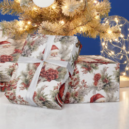 Papel De Presente Natal Boho País Aquarela Vintage Retrô