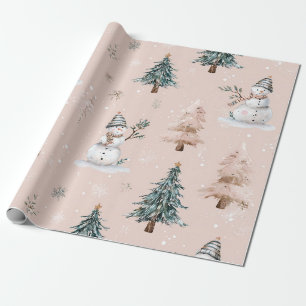 Papel De Presente Natal Boneco de Neve Rosa Caprichoso - Inverno (2)
