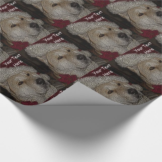 Papel De Presente Natal bonito akita no retrato vermelho do chapéu (Ponta)
