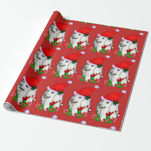 Papel De Presente Natal bonito do chapéu do papai noel da caniche