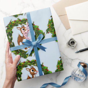 Papel De Presente Natal bonito dos cervos do bebê