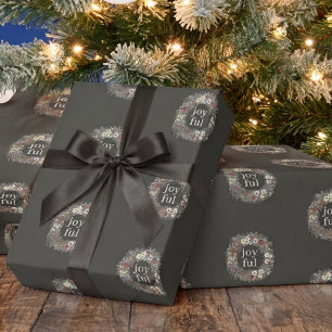 Papel De Presente Natal Botânico Alegre Personalizado