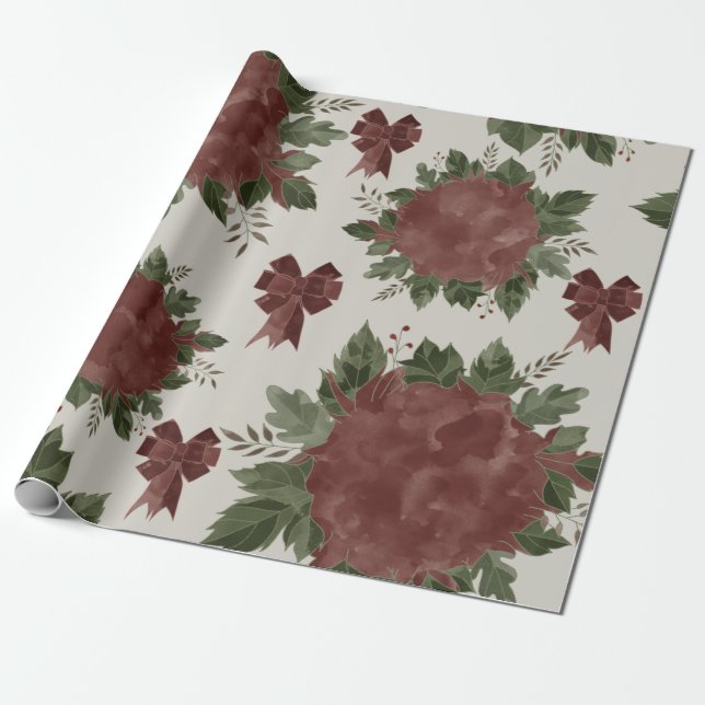 Papel De Presente Natal Botânico Elegante (Desenrolado)