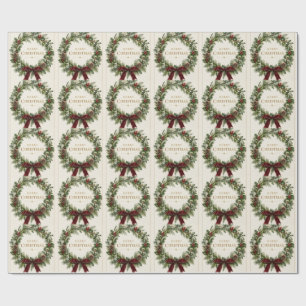 Papel De Presente Natal Botânico Elegante, Folhagem Vintage