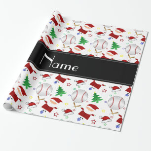 Papel De Presente Natal branco conhecido personalizado do basebol
