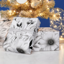 Papel De Presente Natal branco e preto no inverno elegante