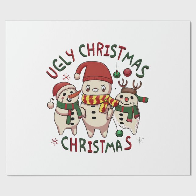 Papel De Presente Natal branco ;NATAL FEIO (Aberto)