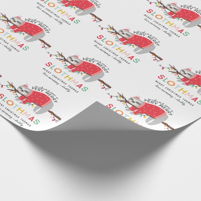 Papel De Presente Natal brilhante da preguiça do divertimento (Ponta)