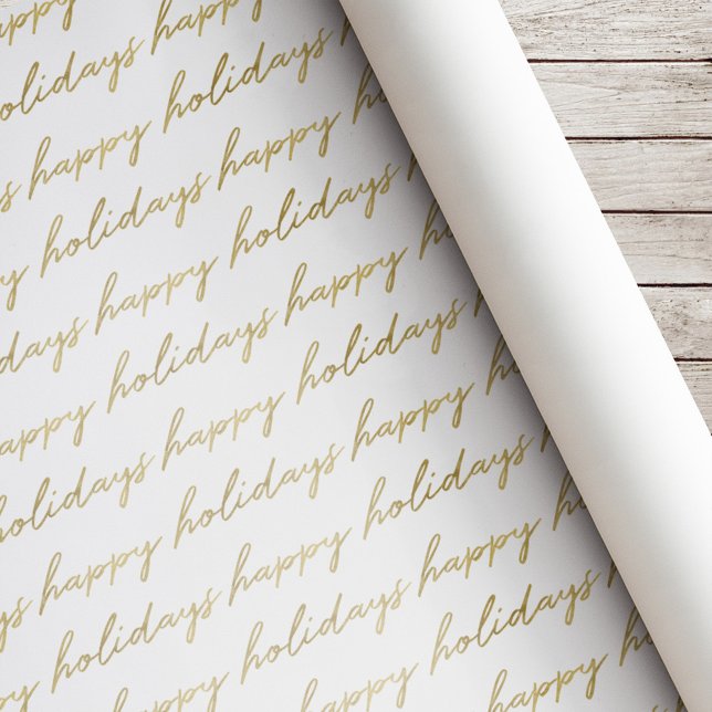 Papel De Presente Natal Caligrafia a Ouro Moderna (Criador carregado)