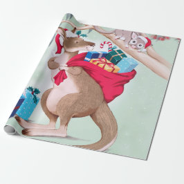 Papel De Presente Natal Canguru - Arte de Natal Australiana