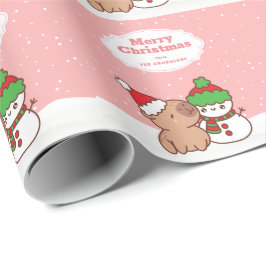 Papel De Presente Natal Capybara E Snowman Cute