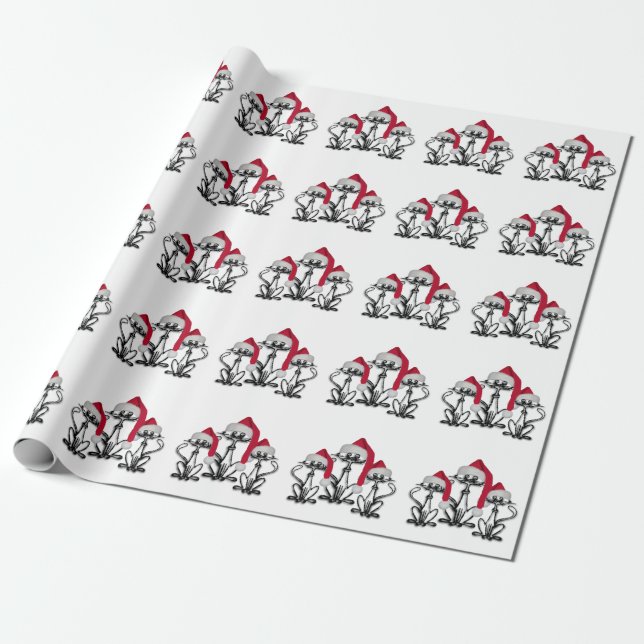 Papel De Presente Natal Caroling Cats Joyous Divertido (Desenrolado)