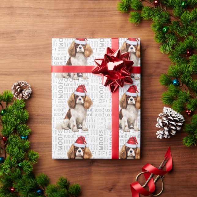 Papel De Presente Natal Cavalier King Charles Dog Feriado (Presente de Natal)