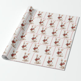 Papel De Presente Natal Chihuahua com Xadrez