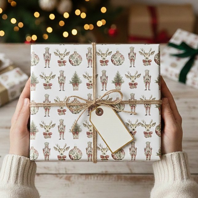 Papel De Presente Natal clássico Chinoiserie Toile Jumbo (Classic Christmas Vintage Chinoiserie Toile Jumbo Wrapping Paper)