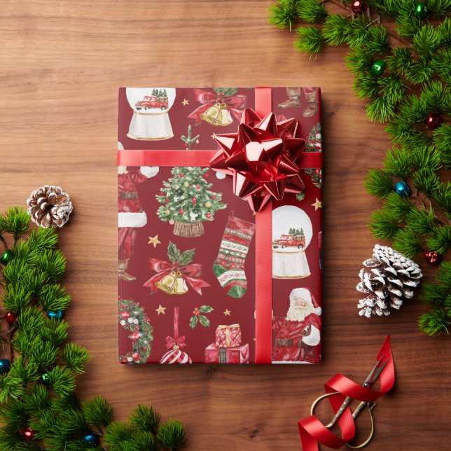 Papel De Presente Natal clássico Feriado de Santa Claus Bells (Presente de Natal)