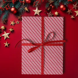 Papel De Presente Natal Clássico Vermelho e Branco