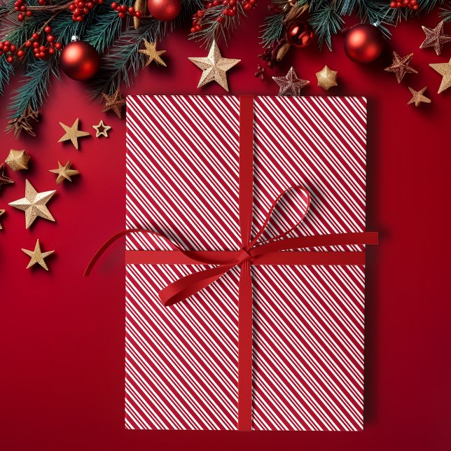 Papel De Presente Natal Clássico Vermelho e Branco (Criador carregado)