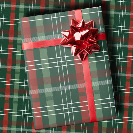 Papel De Presente Natal Clássico Vermelho e Verde Xadrez de Natal