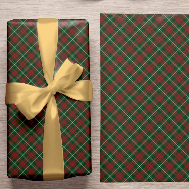 Papel De Presente Natal clássico xadrez vermelho verde rústico elega (The ribbon can be purchased separately - please see the collection)