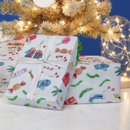 Papel De Presente Natal Colorido Moderno para Crianças