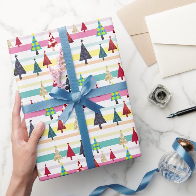 Papel De Presente Natal Colorido Retro (Presentear)