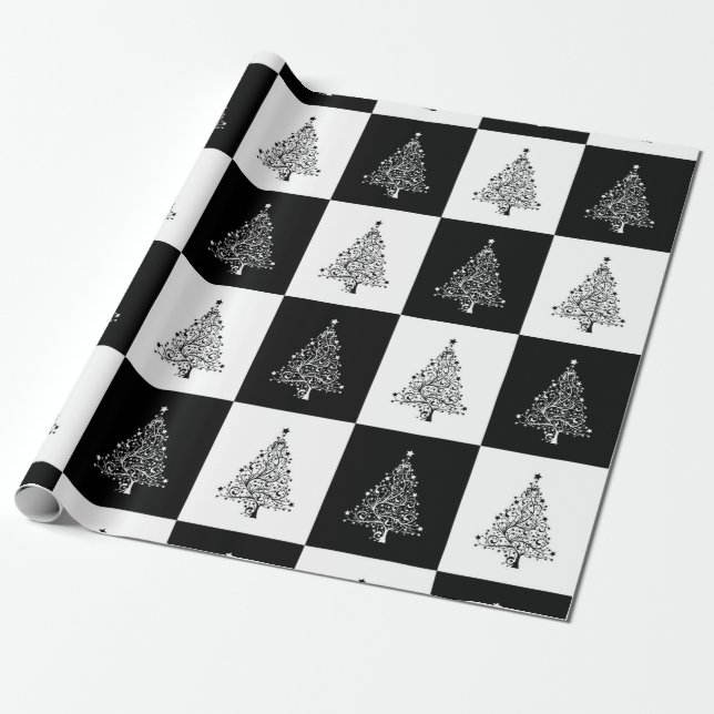 Papel De Presente Natal com brilho preto e branco (Desenrolado)