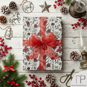 Papel De Presente Natal com Caveira de Rena Ocidental