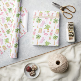 Papel De Presente Natal com Noz Quebradora de Palma Rosa e Verde