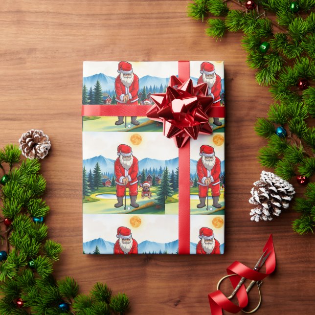 Papel De Presente Natal com Papai Noel e Cachorro (Presente de Natal)