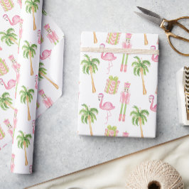 Papel De Presente Natal com Pink & Green Palm Beach Nutcracker
