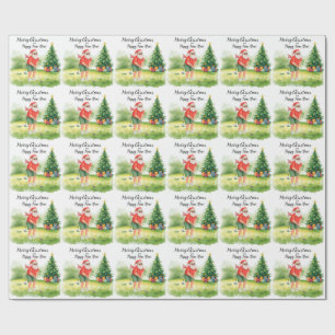 Papel De Presente Natal com tema de golfe para golfista no campo